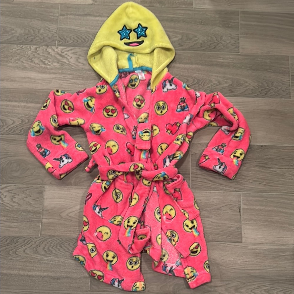 Justice Emoji Print Girls Pink Robe Size 10